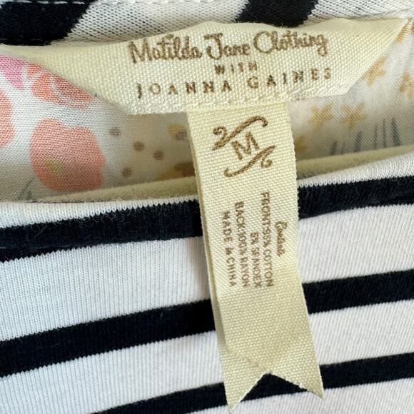 Matilda Jane Joanna Gaines Harvest Days Striped Floral 3/4 Sleeve Blouse Size M - Picture 6 of 7
